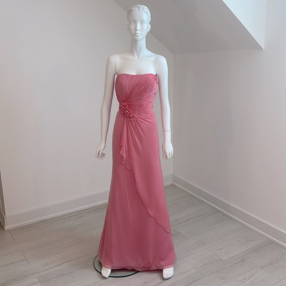 NWT SAMPLE BELLA FORMALSby Venus Bridal size 12 Rose Iridescent Chiffon Pristine - Picture 3 of 10